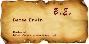 Bacsa Ervin névjegykártya